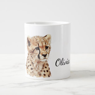 Caneca De Café Grande Cheetah Face Personalizada