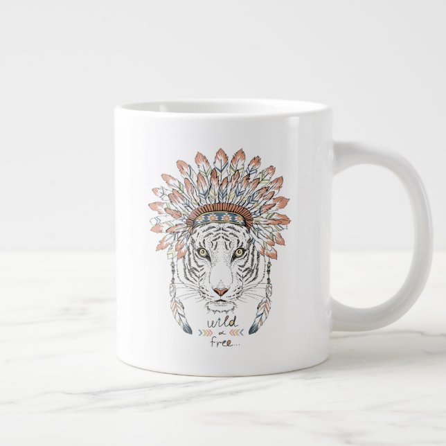 Caneca De Café Grande Chefe Indígena Nativo Americano Tiger (Direita)