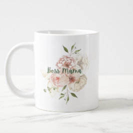 Caneca De Café Grande Chefe Mama Floral, Rosa e Cinza Toalha