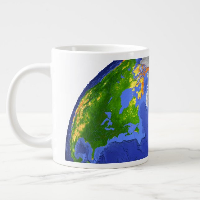 Caneca De Café Grande Cheio Da Terra Mostrando Dados Topográficos. (Esquerda)
