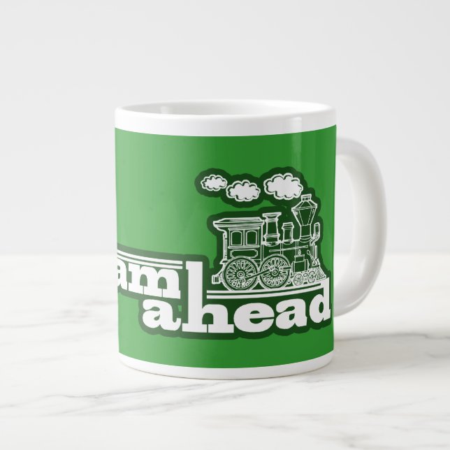 Caneca De Café Grande Cheio verde para o comboio jumbo specialmug (Frente Esquerda)
