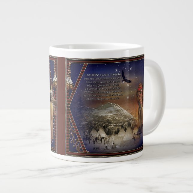 Caneca De Café Grande Cherokee abençoa Jumbo Mug Nativo Americano (Frente Esquerda)