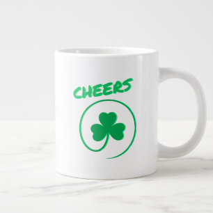 Caneca De Café Grande Chever Shamrock Dia de São Patrício Verde irland