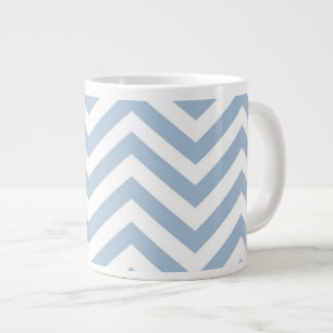 Caneca De Café Grande Chevron Azul Azul Claro Texturizado