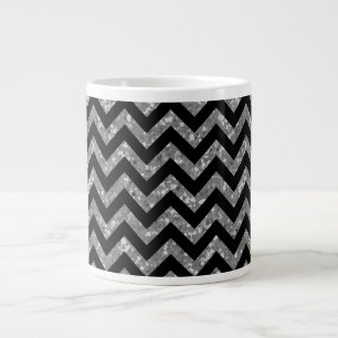 Caneca De Café Grande Chevron Glitter Look Jumbo Mug