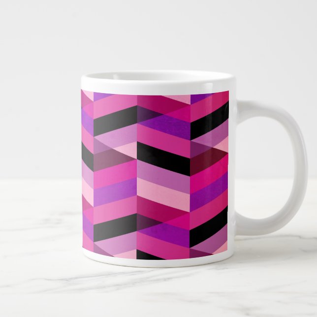 Caneca De Café Grande Chevron/Herringbone Abstrato | Roxos e Violeta (Direita)