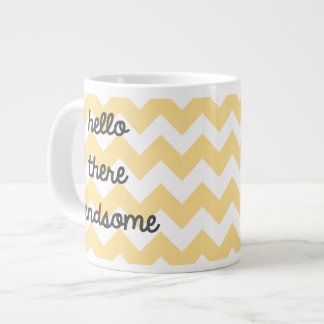 Caneca De Café Grande Chevron Jumbo Mug "Olá Lá Bonito"