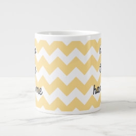 Caneca De Café Grande Chevron Jumbo Mug "Olá Lá Bonito"