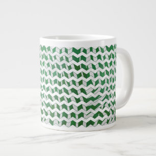 Caneca De Café Grande Chevron Zebra Green e White Impressão