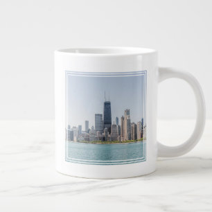 Caneca De Café Grande Chicago Skyline Com O Lago Michigan