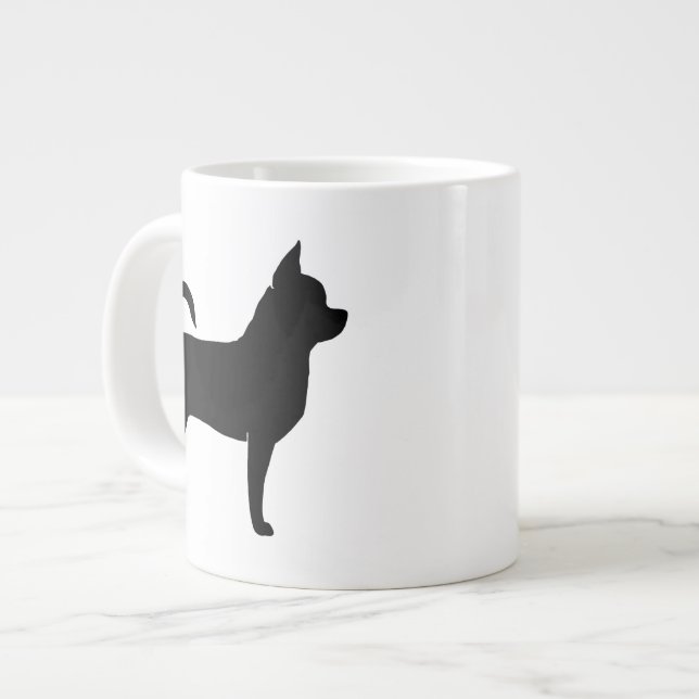 Caneca De Café Grande Chihuahua Dog Breu Silhouettes (Frente Esquerda)