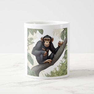 Caneca De Café Grande Chimpanzé bonito nas saudações do galho