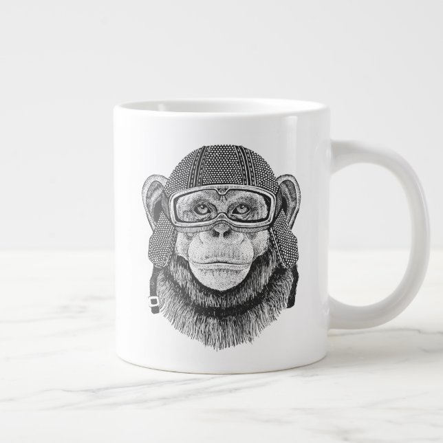 Caneca De Café Grande Chimpanzé - Motorcycle Rider (Direita)
