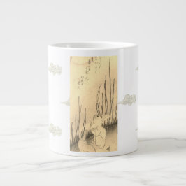 Caneca De Café Grande China Óssea, 2 BUNNIAS E UMA LUA COM NUVENS