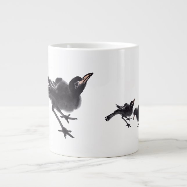 Caneca De Café Grande Chinesische Kunst mit Vogelmotiv (Frente)