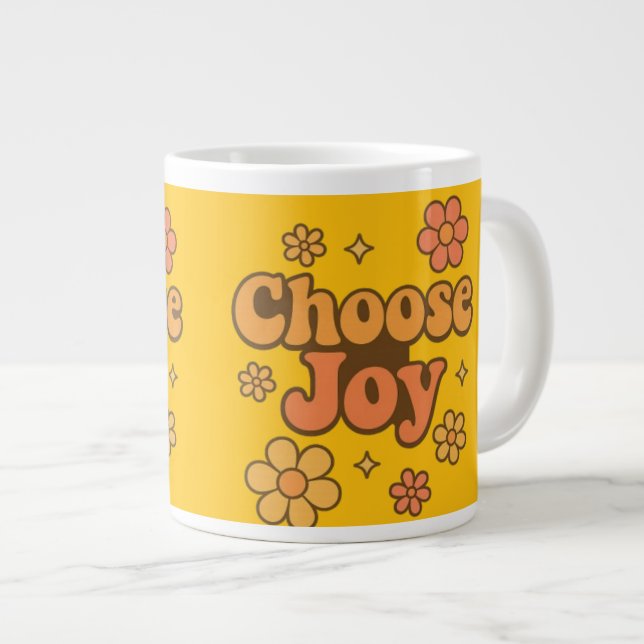 Caneca De Café Grande Choose Joy Minimalist Art - Positive Mindset Print (Frente Esquerda)