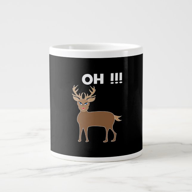 Caneca De Café Grande Christmas Deer Season Cute Festive Retro Style  (Frente)