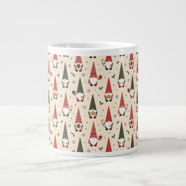 Caneca De Café Grande Christmas Gnome Party Pattern (Frente)