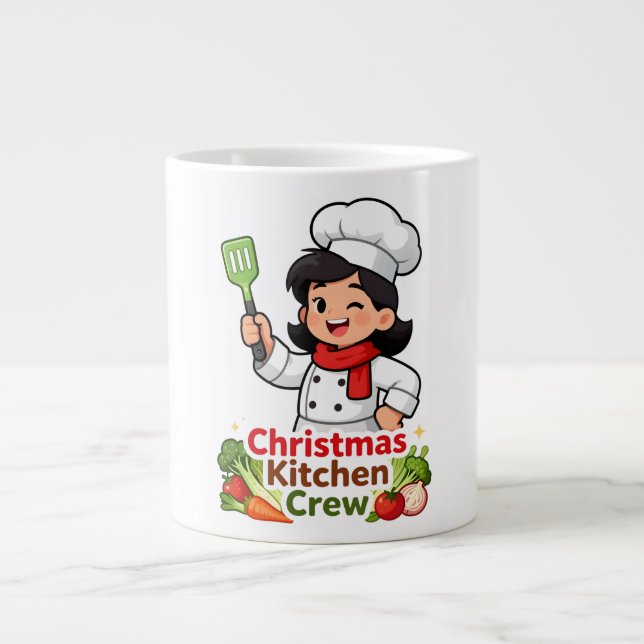 Caneca De Café Grande Christmas Kitchen Crew Cute Chef Mug (Frente)