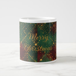Caneca De Café Grande Christmas, Merry Christmas, Gold Red Green Pattern