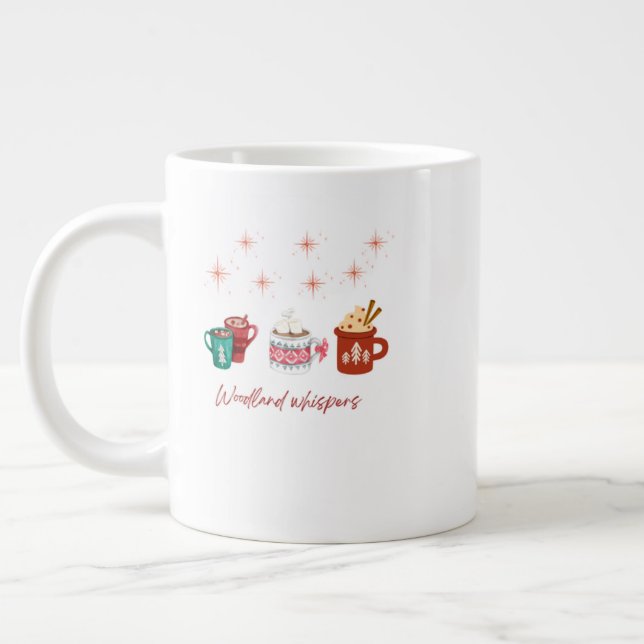 Caneca De Café Grande Christmas Mug – Festive Floral Holiday Cocoa & Cof (Esquerda)