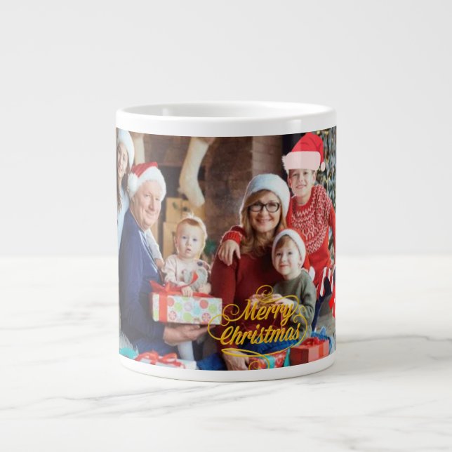 Caneca De Café Grande Christmas Photo Mug with Family - Personalized Gif (Frente)