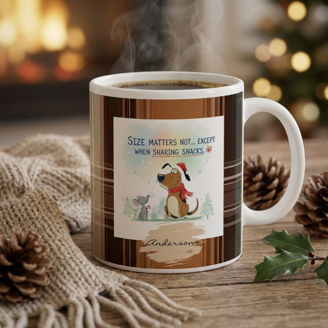 Caneca De Café Grande Christmas Plaid Mugs Cartoon illustration funny (Criador carregado)