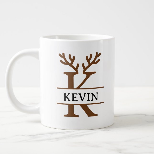 Caneca De Café Grande Christmas Reindeer holiday Mug, Custom winter  (Esquerda)