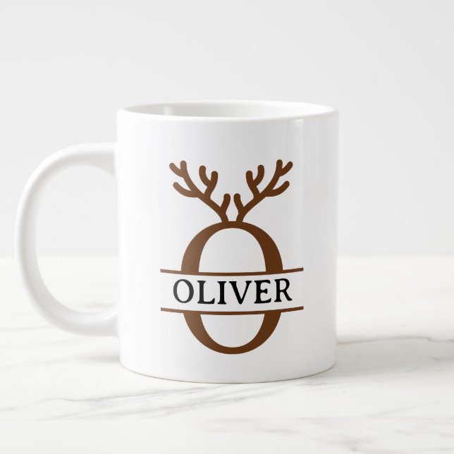 Caneca De Café Grande Christmas Reindeer holiday Mug, Custom winter  (Esquerda)