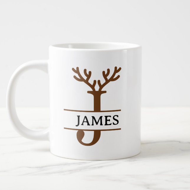 Caneca De Café Grande Christmas Reindeer holiday Mug, Custom winter  (Esquerda)