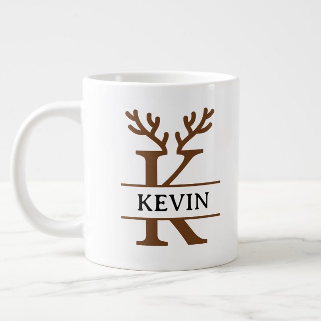 Caneca De Café Grande Christmas Reindeer holiday Mug, Custom winter  (Esquerda)