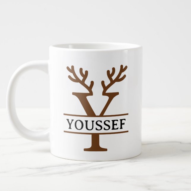 Caneca De Café Grande Christmas Reindeer holiday Mug, Custom winter  (Esquerda)