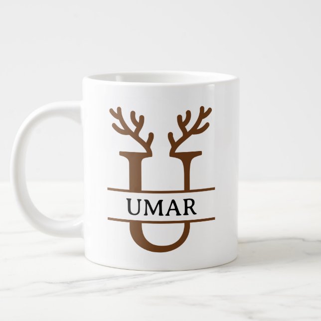Caneca De Café Grande Christmas Reindeer holiday Mug, Custom winter  (Esquerda)