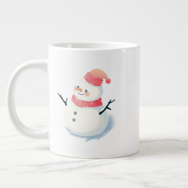 Caneca De Café Grande Christmas Snowman Mug – Twinkling Holiday Cocoa  (Esquerda)