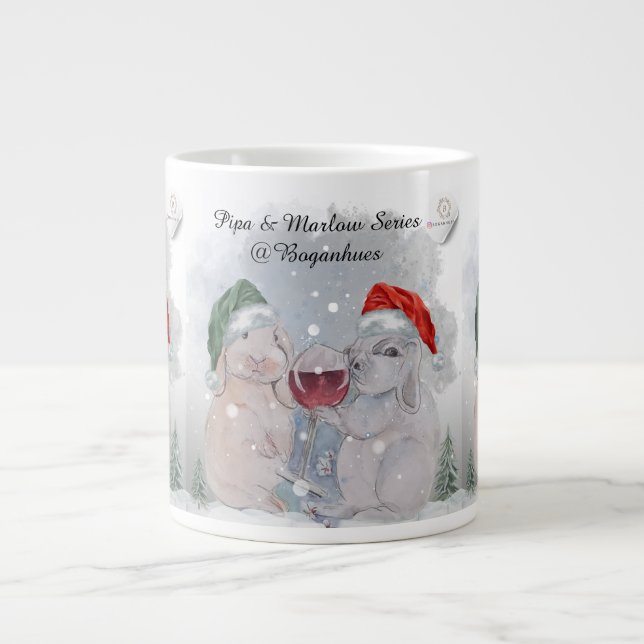 Caneca De Café Grande Christmas Theme Pipa & Marlow print (Frente)