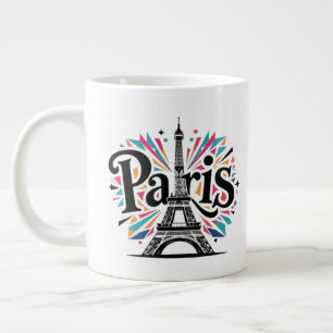 Caneca De Café Grande Cidade das Luzes: Arte de Tipografia Negrita de Pa
