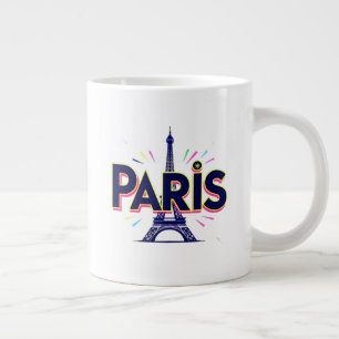 Caneca De Café Grande Cidade das Luzes: Arte de Tipografia Negrita de Pa