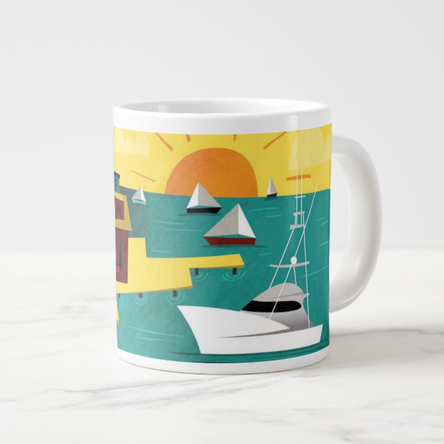 Caneca De Café Grande Cidade de Abstrato Port (Frente Esquerda)