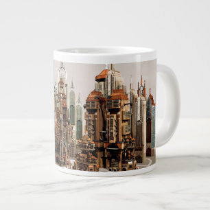 Caneca De Café Grande Cidade de Fantasia Futurista Arte de Horizonte de