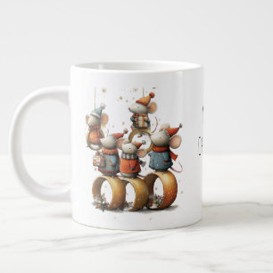 Caneca De Café Grande Cinco Argolas de Ouro Fantasiosas 12 Dias de Natal