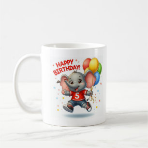 Caneca De Café Grande Cinco Celebrações: Elefante com Balões Todd