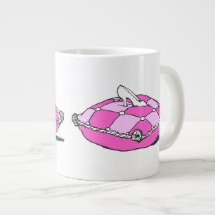 Caneca De Café Grande Cinderela Slipper no Travesseiro Rosa