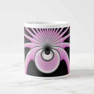 Caneca De Café Grande Cinza de Arte Fractal Moderna Abstrato