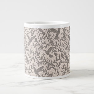 Caneca De Café Grande Cinza de folhagem de aves de capoeira
