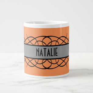 Caneca De Café Grande Cinza Deco Flourish Mug