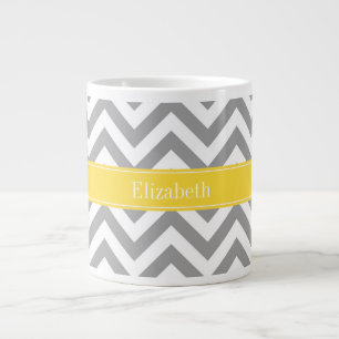 Caneca De Café Grande Cinza Dk White LG Chevron Pineapple Monograma