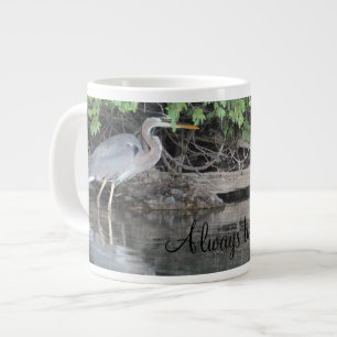 Caneca De Café Grande Cinza Heron Bird