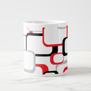 Caneca De Café Grande Cinza Negra Vermelha Praças Retro Branco