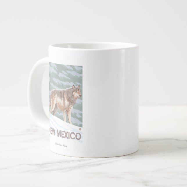 Caneca De Café Grande Cinza Wolf em pé no Novo México (Frente Esquerda)