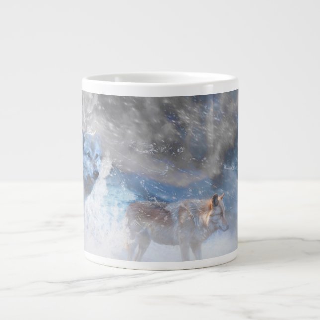 Caneca De Café Grande Cinza Wolf "WOLF TERITORIES" 20oz (Frente)